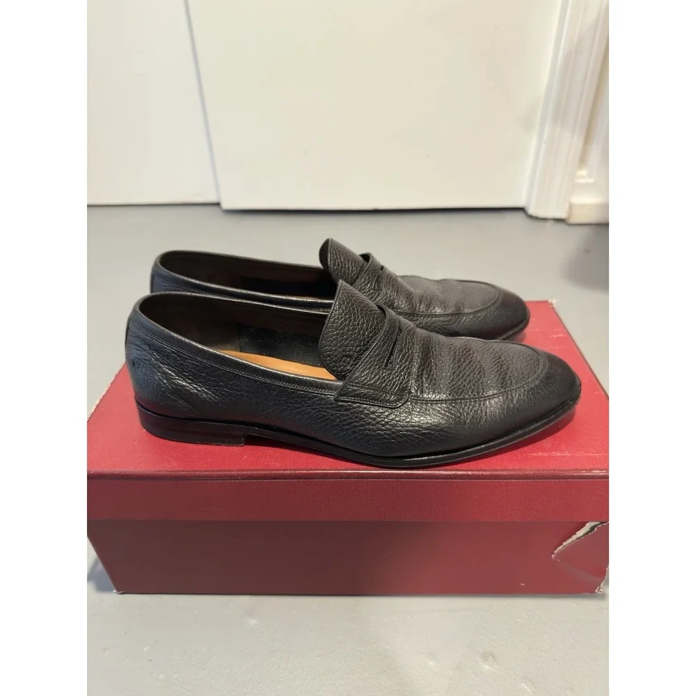 Bally Webb Loafers Men's 9 1/2 US Black Grained Leather